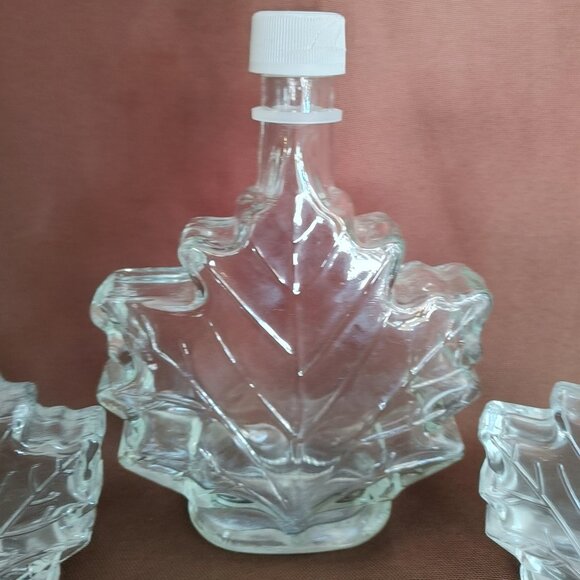 Leaf-Shaped Clear Glass Bottle  Set of 3 - Picture 2 of 8